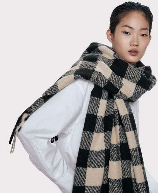 Long Scarf Beige & Black