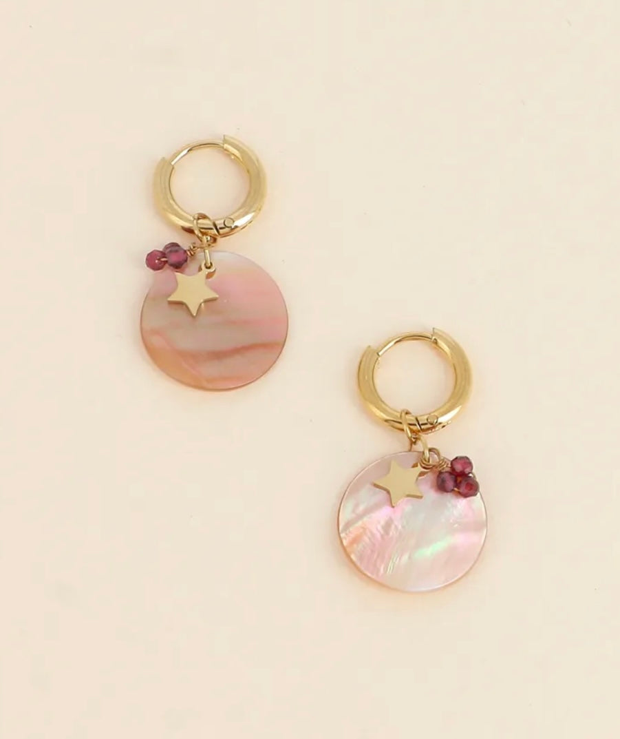 Aroha Mother-of-Pearl beige Earring Gold