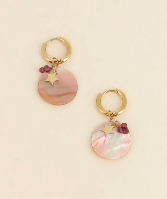 Aroha Mother-of-Pearl beige Earring Gold