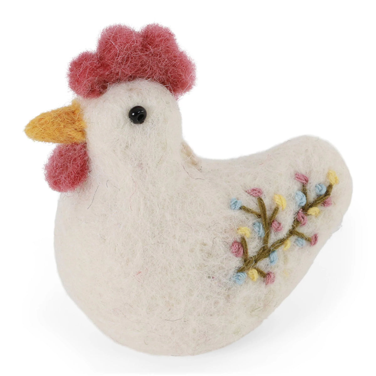 Rooster W/Embroidery White