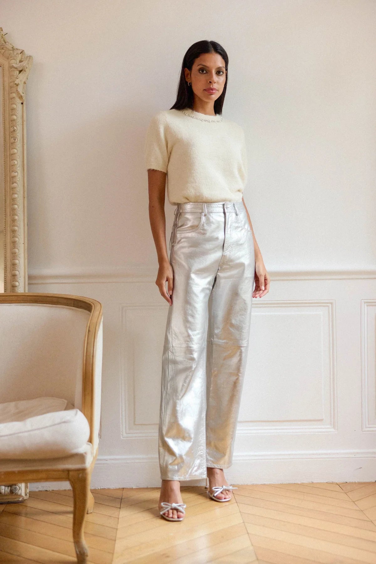 Zephyr Leather Pants Silver