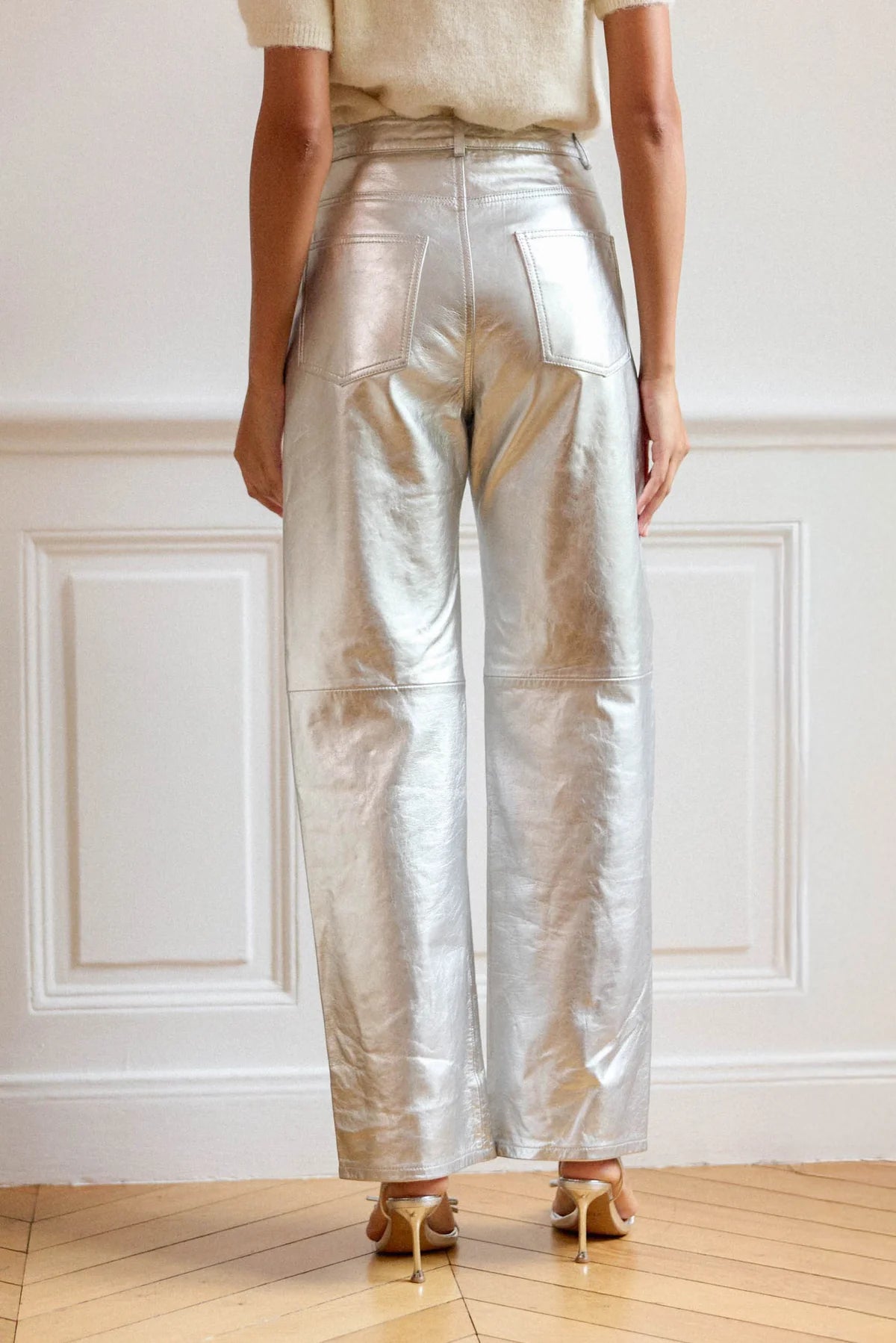 Zephyr Leather Pants Silver