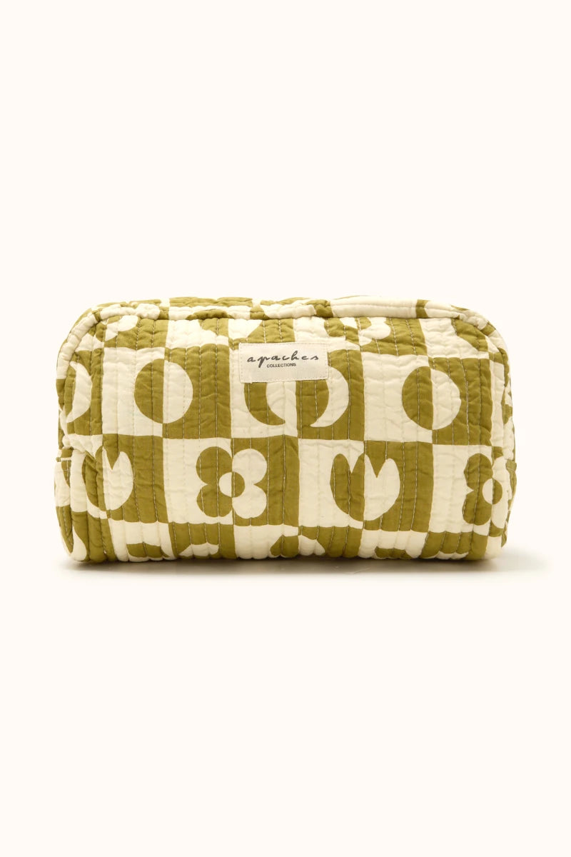 Quilted pouch Travel Makeup bag Gaya - Damier Tobacco