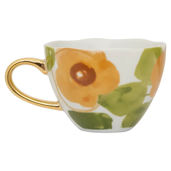 MUG TEA Cappuccino/Tea Floral Art 108074 Caramel