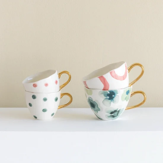 Good Morning Cup Coffee Blue Green White 8cm 105946