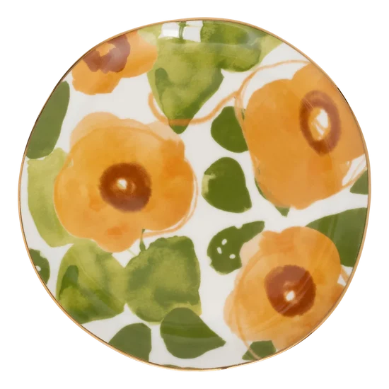 Good Morning Plate Floral Art Caramel 108196