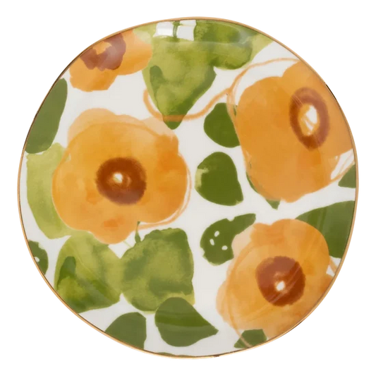 Good Morning Plate Floral Art Caramel 108196