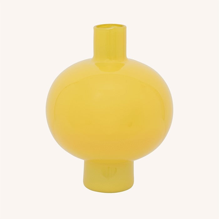 Yellow Vase 105911 Recycled Glass Round French Vanilla