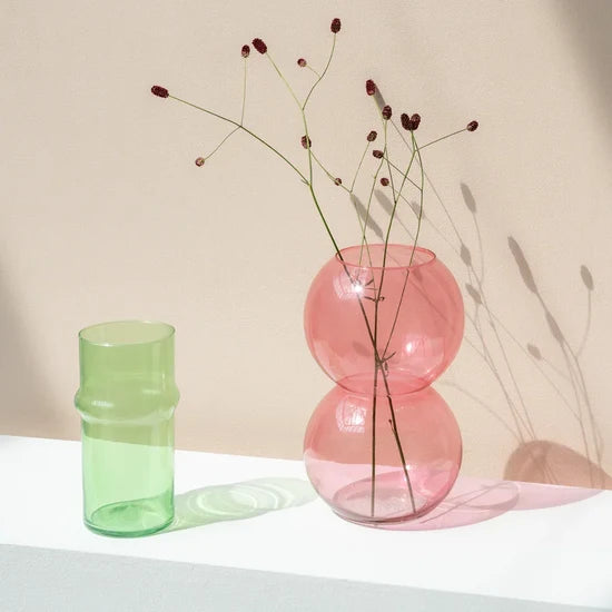 Vase Recycled Glass 105913 Bulb Branded Apricot Pink