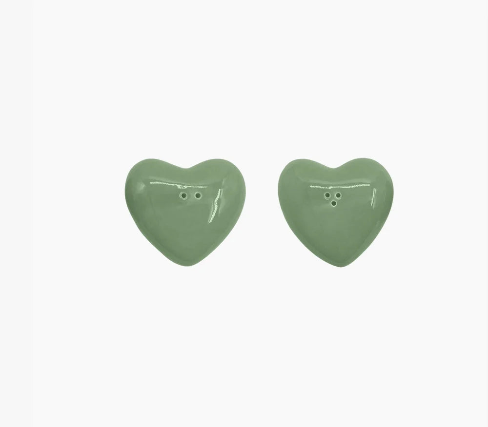 Salt & pepper Shackers Heart Matcha Green