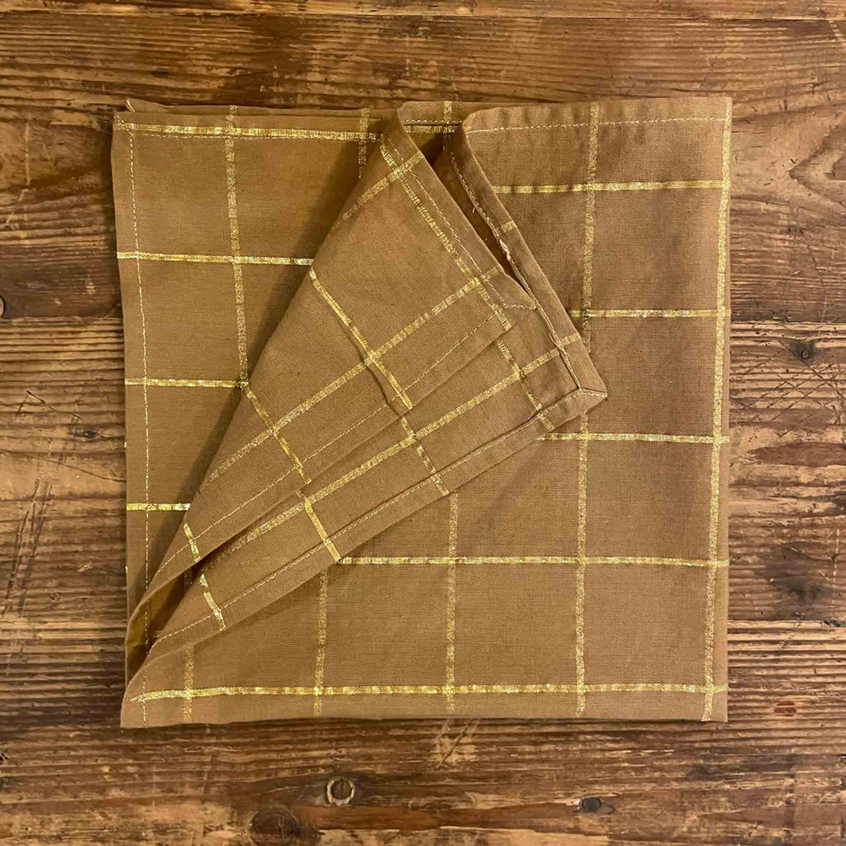 Napkin Lurex Squares Argile Camel - Boncoeurs