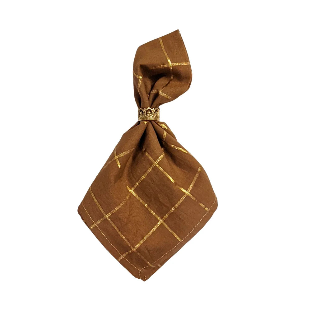Napkin Lurex Squares Argile Camel - Boncoeurs