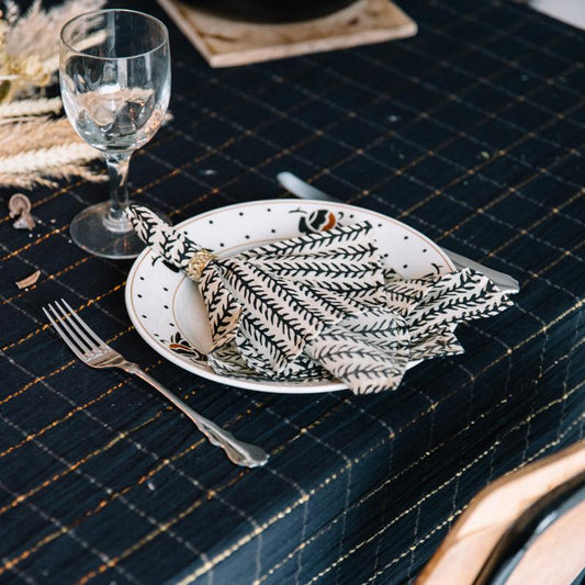 Tablecloth 170x250 Lurex Squares Carbone  - Boncoeurs