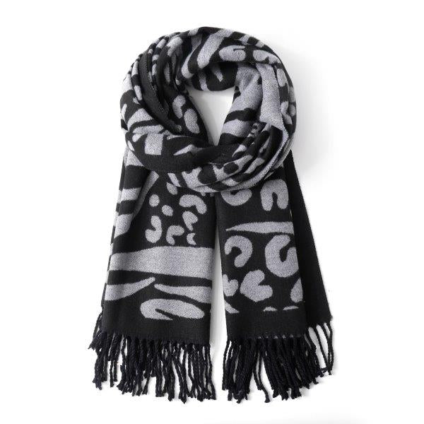 Reversible Leopard zebra long scarf