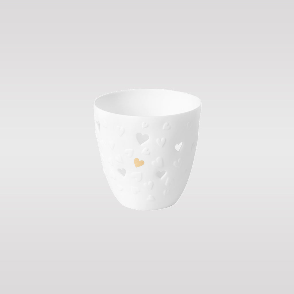 Poetry Tealight Holder With Gold Heart
