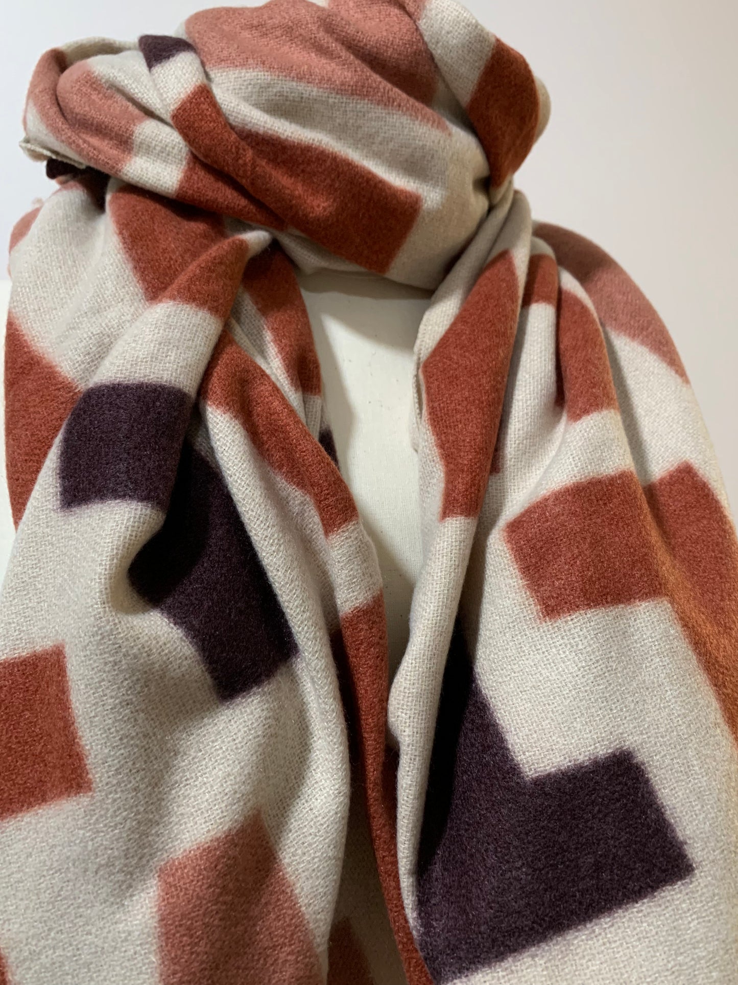 Scarf Abstract Pattern Beige/Old Pink/Brown