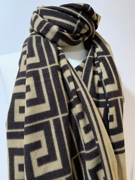 Scarf Abstract Pattern Camel/Brown
