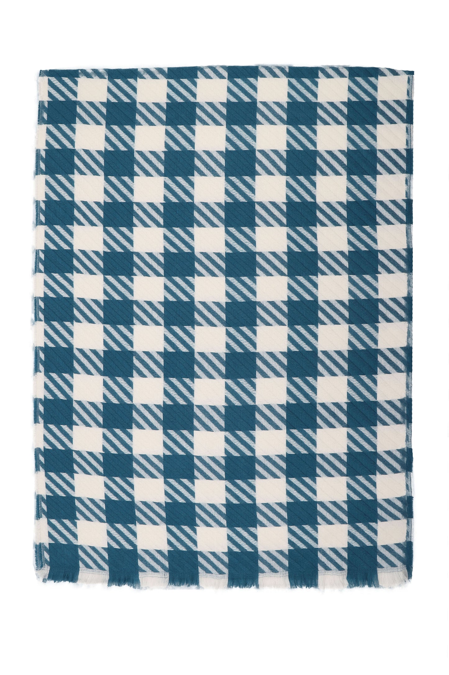 Scarf Petrol Blue & Beige