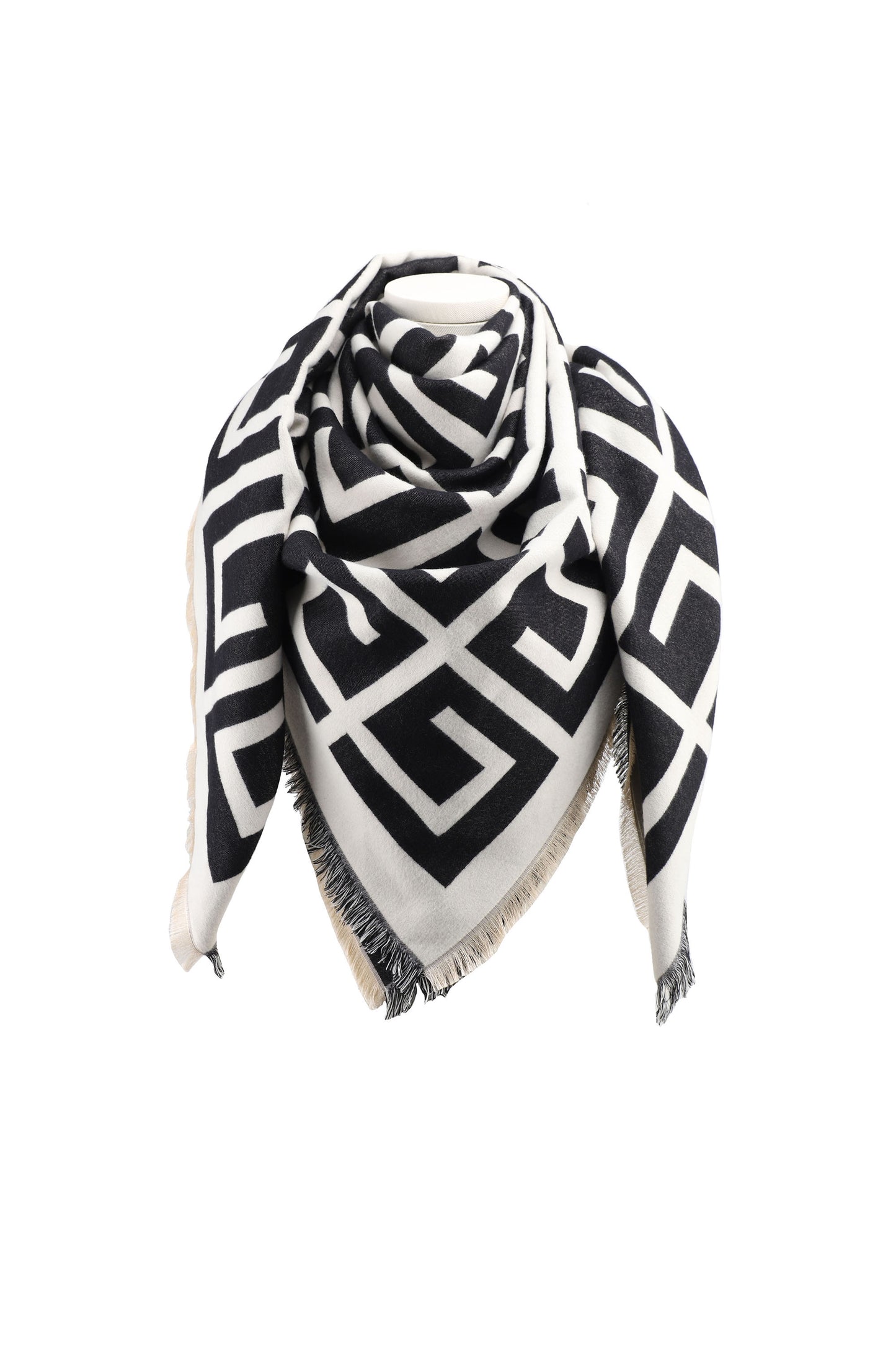 Scarf Square Black & Beige