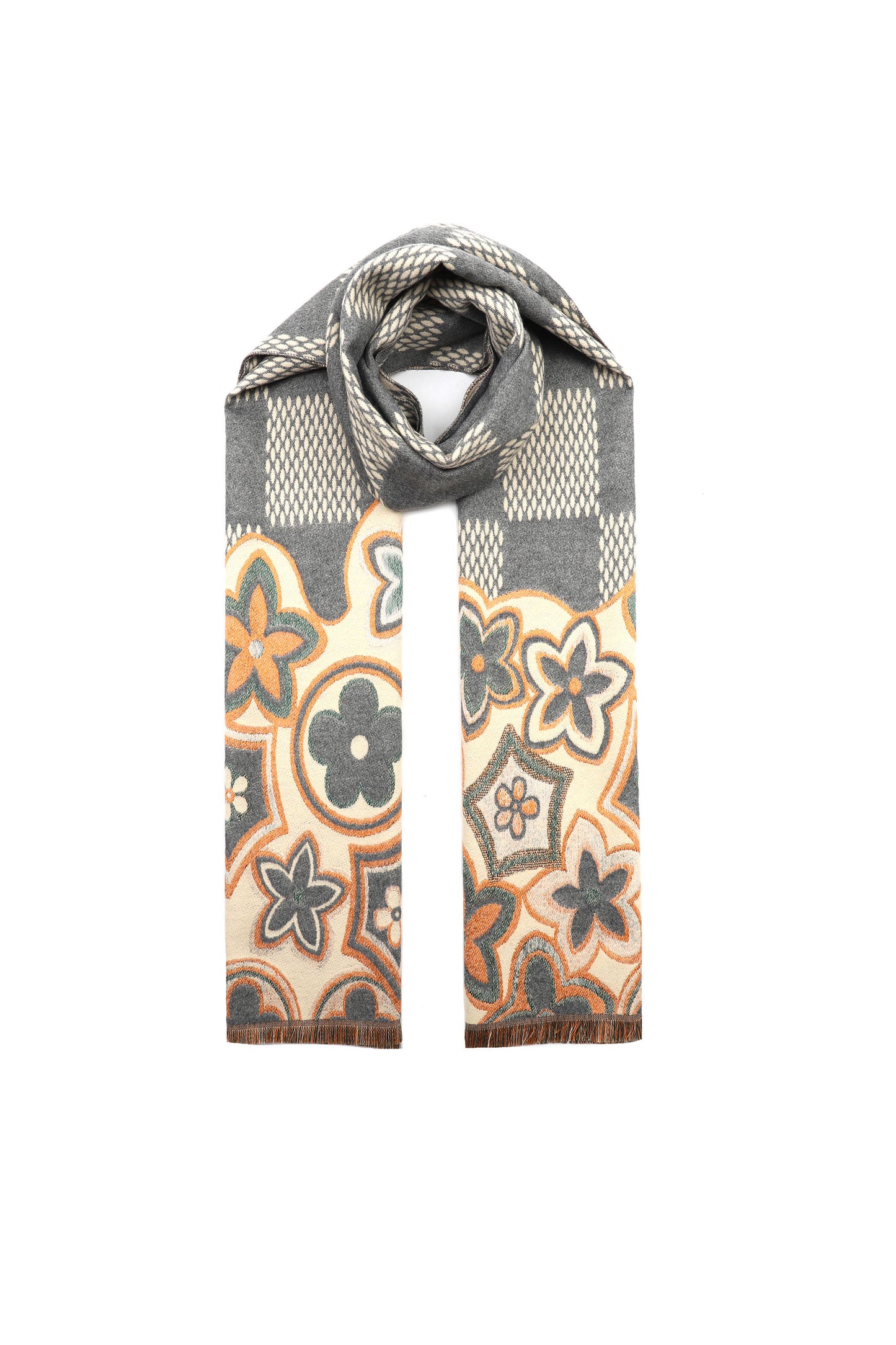Scarf Soft Flowers Grey