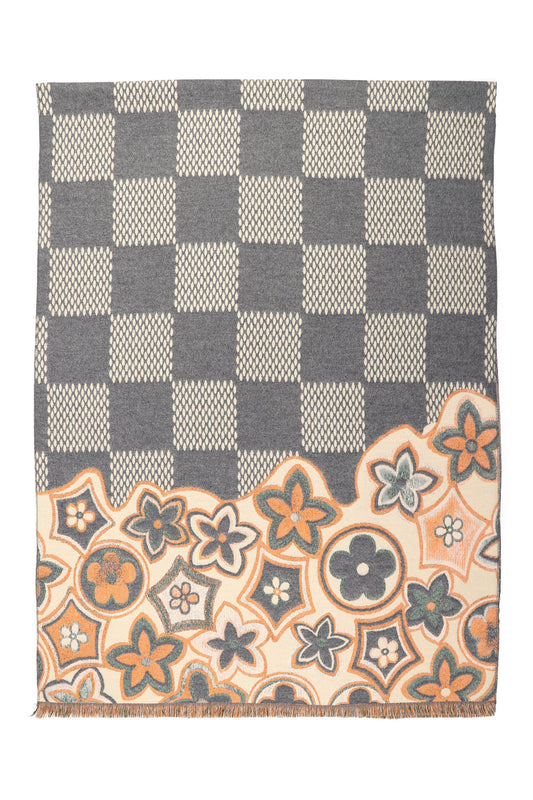 Scarf Soft Flowers Grey