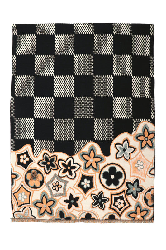 Scarf Soft Flowers Black