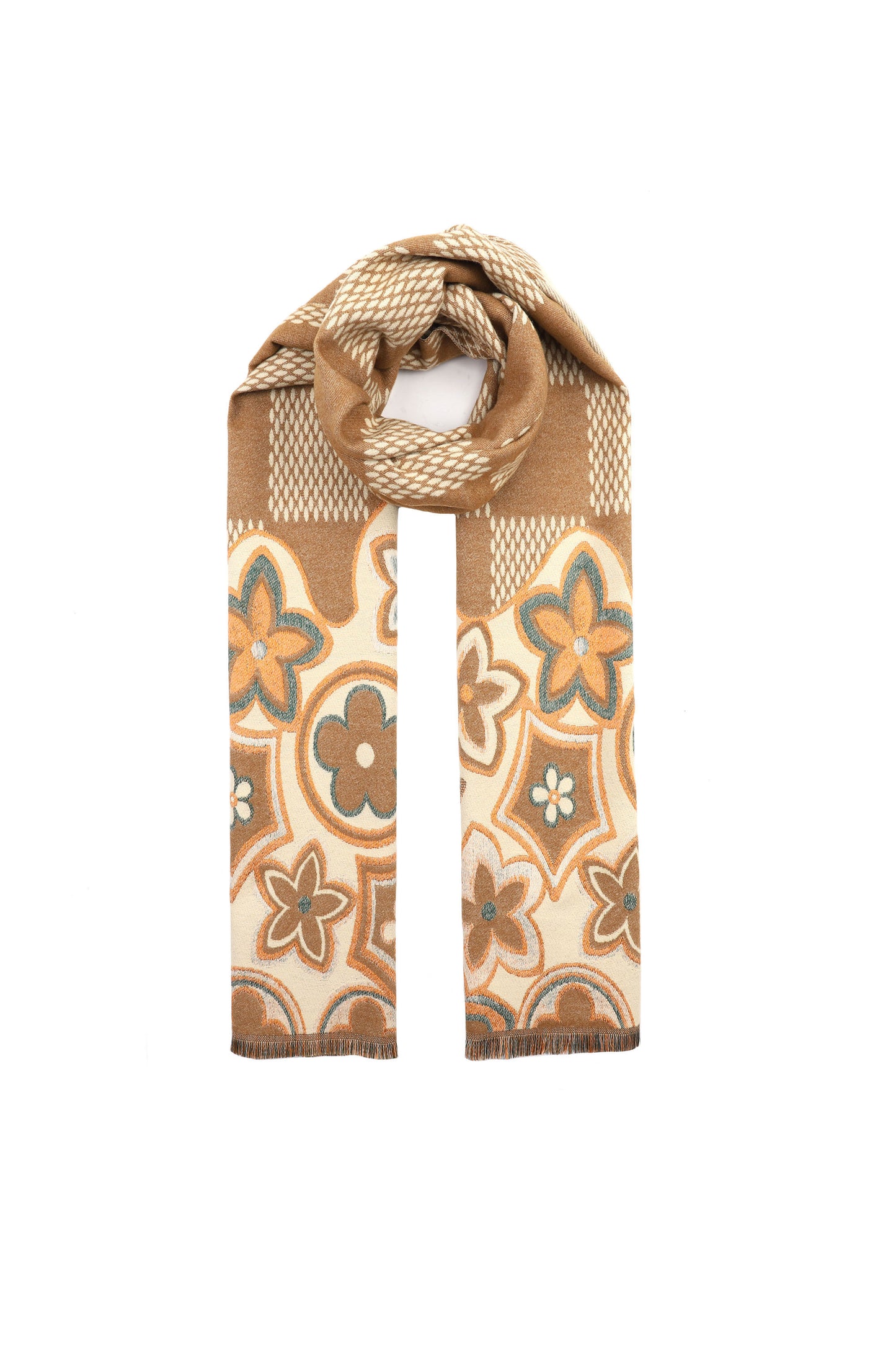 Scarf Soft Flowers Camel