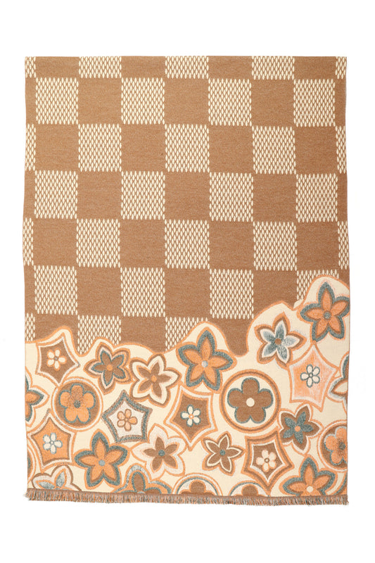 Scarf Soft Flowers Camel