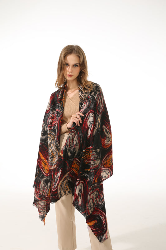 Scarf Black/Beige/Red/Orange