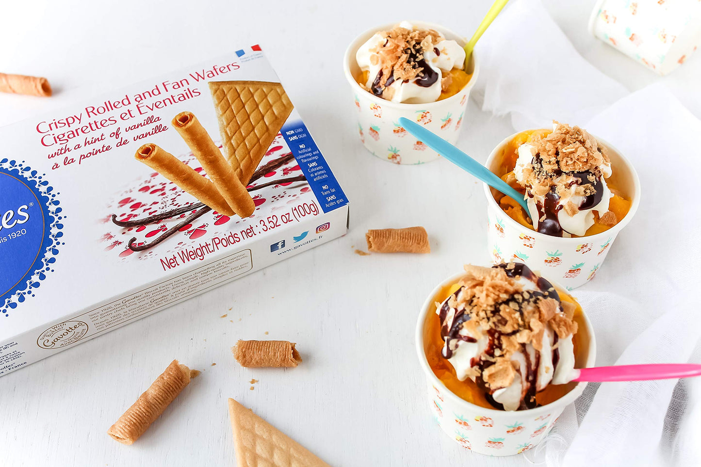 FRENCH CRISPY ROLLED & FAN WAFERS BISCUITS