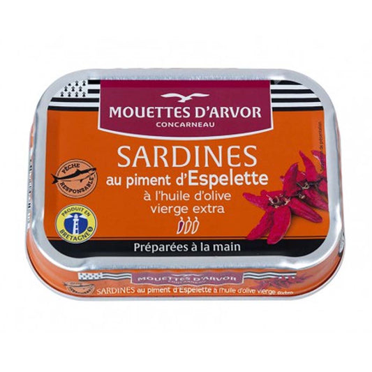 Sardines with EVOO & Hot Pepper (Piment d’Espelette) - Mouettes d’Arvor 4.1oz (Copy)