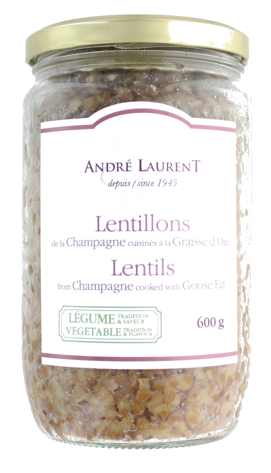 Countryside lentils cooked in goose fat jar 600g - 1.3lb André Laurent