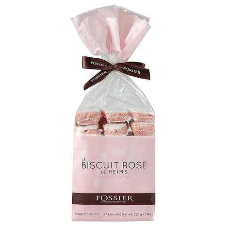 Pink Champagne Biscuits, Reims biscuits clear sachet 250g (8.8oz) - Fossier