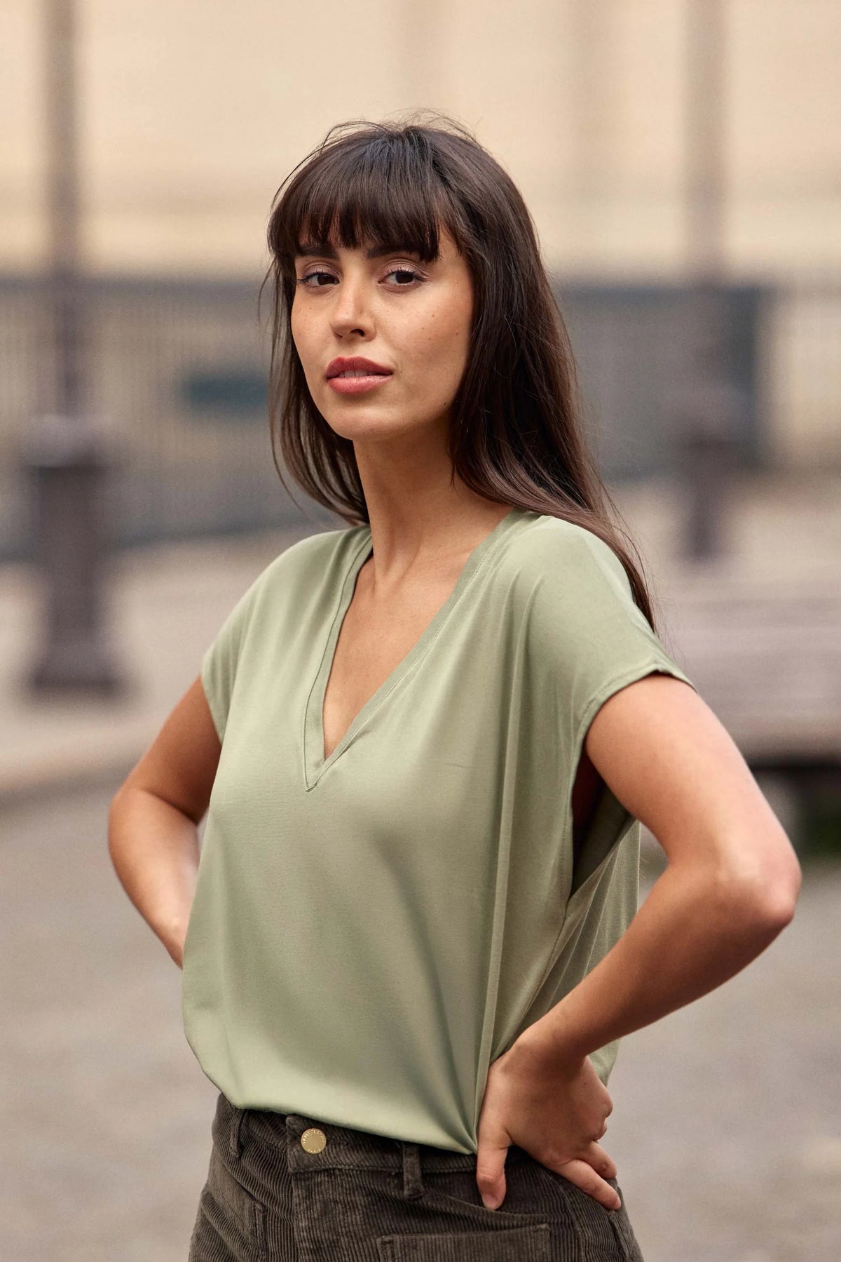Marcelina T-Shirt V Green