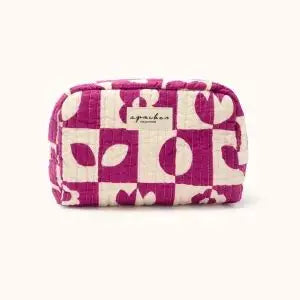 Quilted pouch Travel Makeup bag Gaya - Damier Fuschia