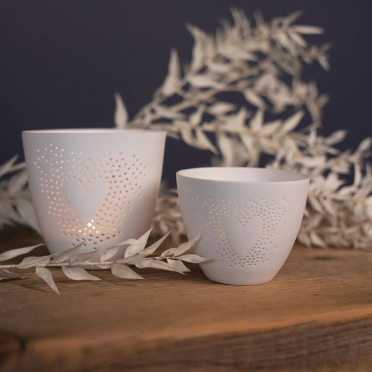 Poetry Tealight Holder with Heart Design Small