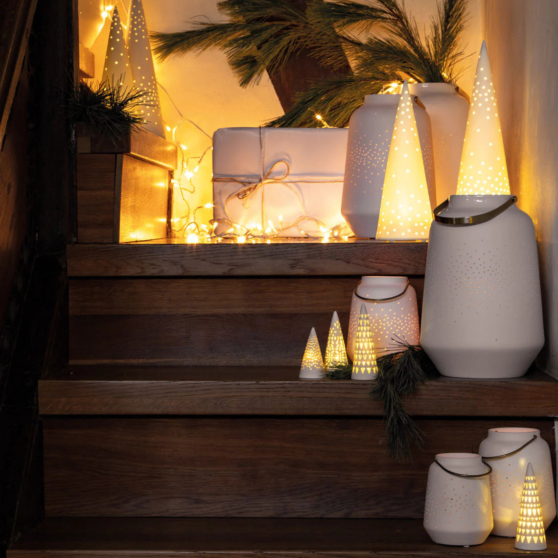 Fir Trees LED Lit With Pattern - Medium - R89866