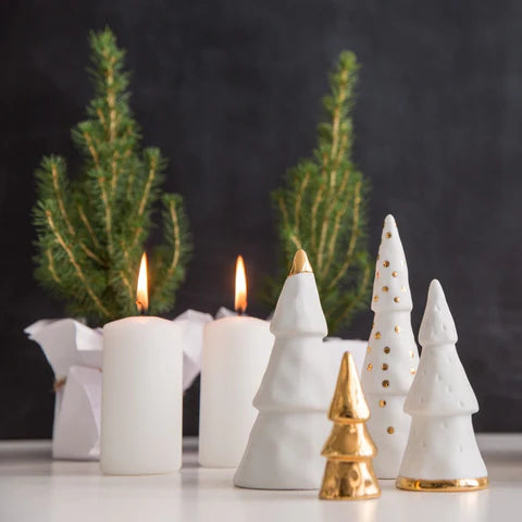 Winter Forest Porcelain Fir Trees - Set Of 4 - R88684