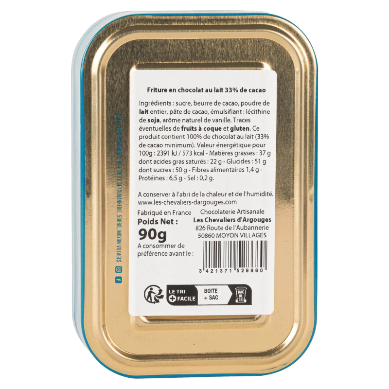Sardine box with milk chocolate fish (fritures) 90g - Chevaliers d’Argouges