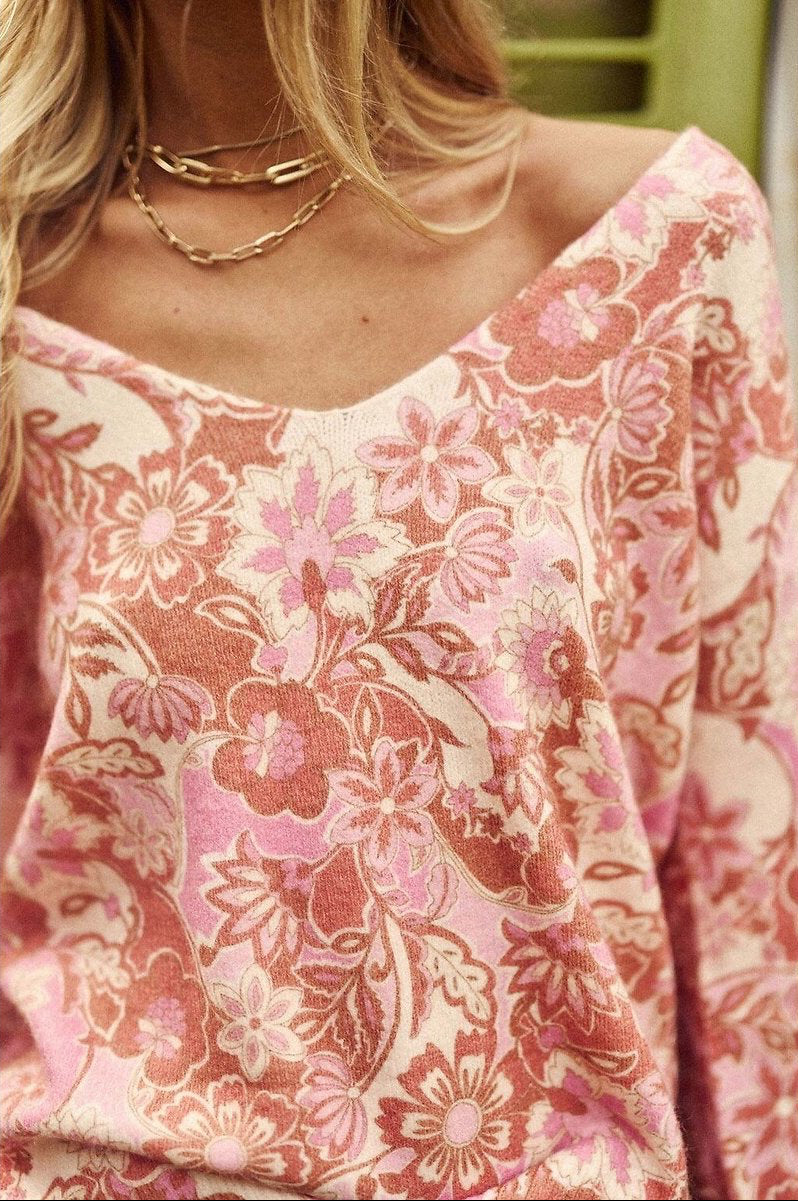 Margot Sweater Reversible Print Cashmere