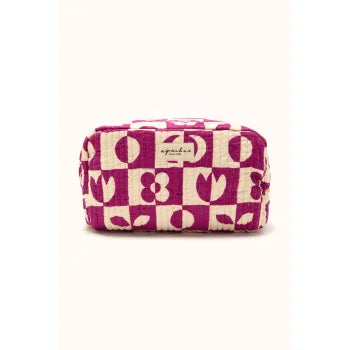 Big Quilted pouch Travel Makeup bag Gayane - Damier Fuschia