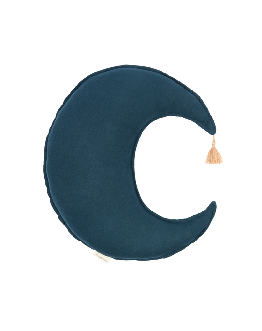L1N0 Moon cushion linen - Deep blue