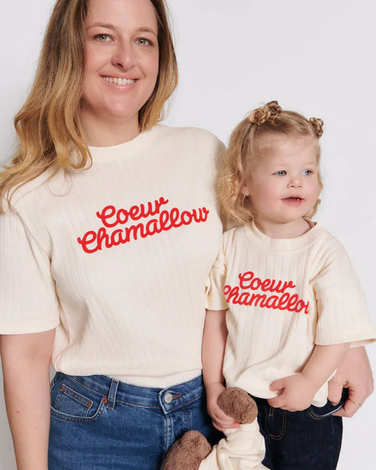 Jeannot Tee-Shirt “Coeur Chamallow” Cream & Red