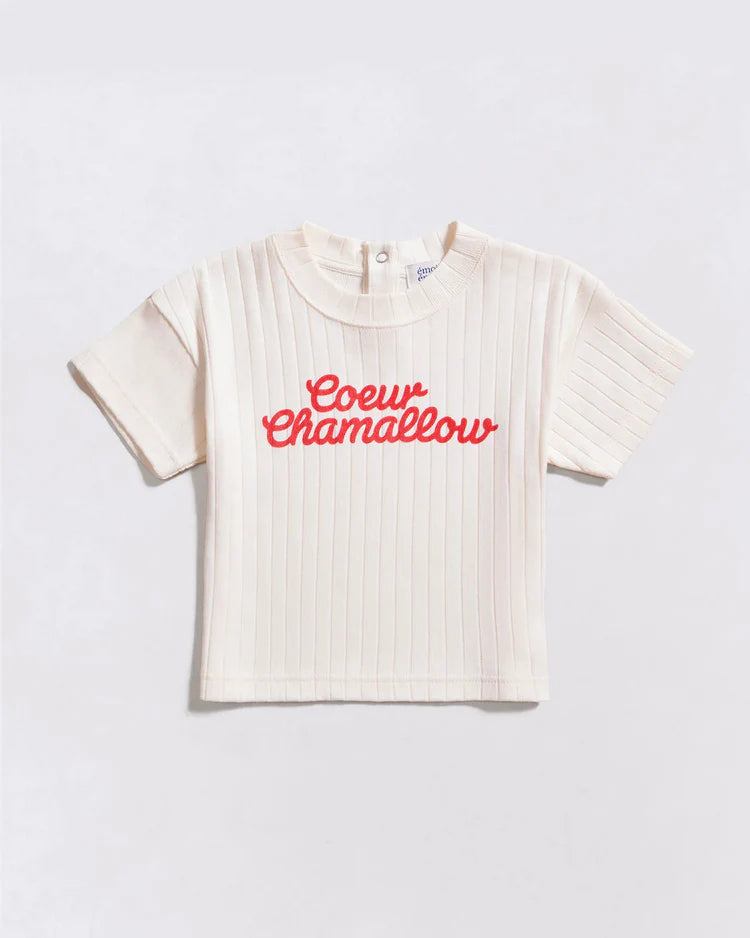 Jeannot Tee-Shirt “Coeur Chamallow” Cream & Red