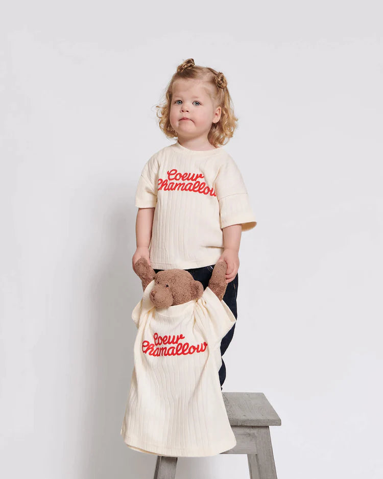 Jeannot Tee-Shirt “Coeur Chamallow” Cream & Red