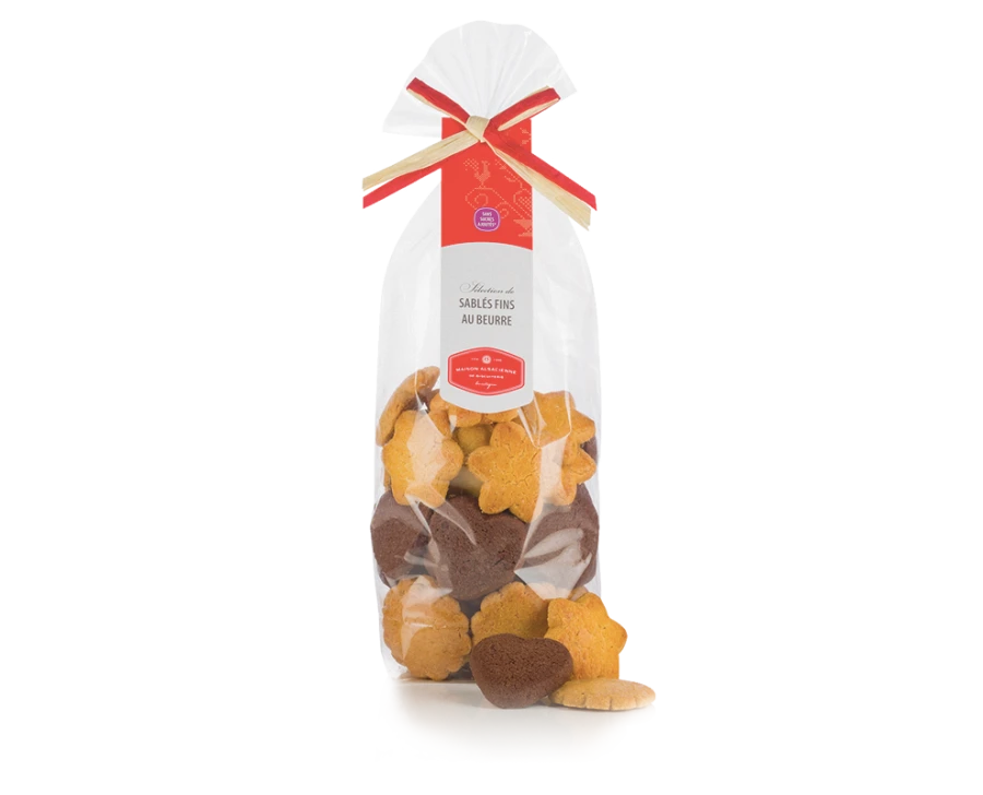 Assorted Christmas sablés biscuits milk & dark chocolates 4.2oz - Maison Alsacienne