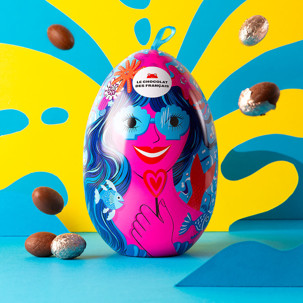 Metal Easter Egg Hazelnuts Praliné & caramel eggs milk chocolate - Le Chocolat des Français