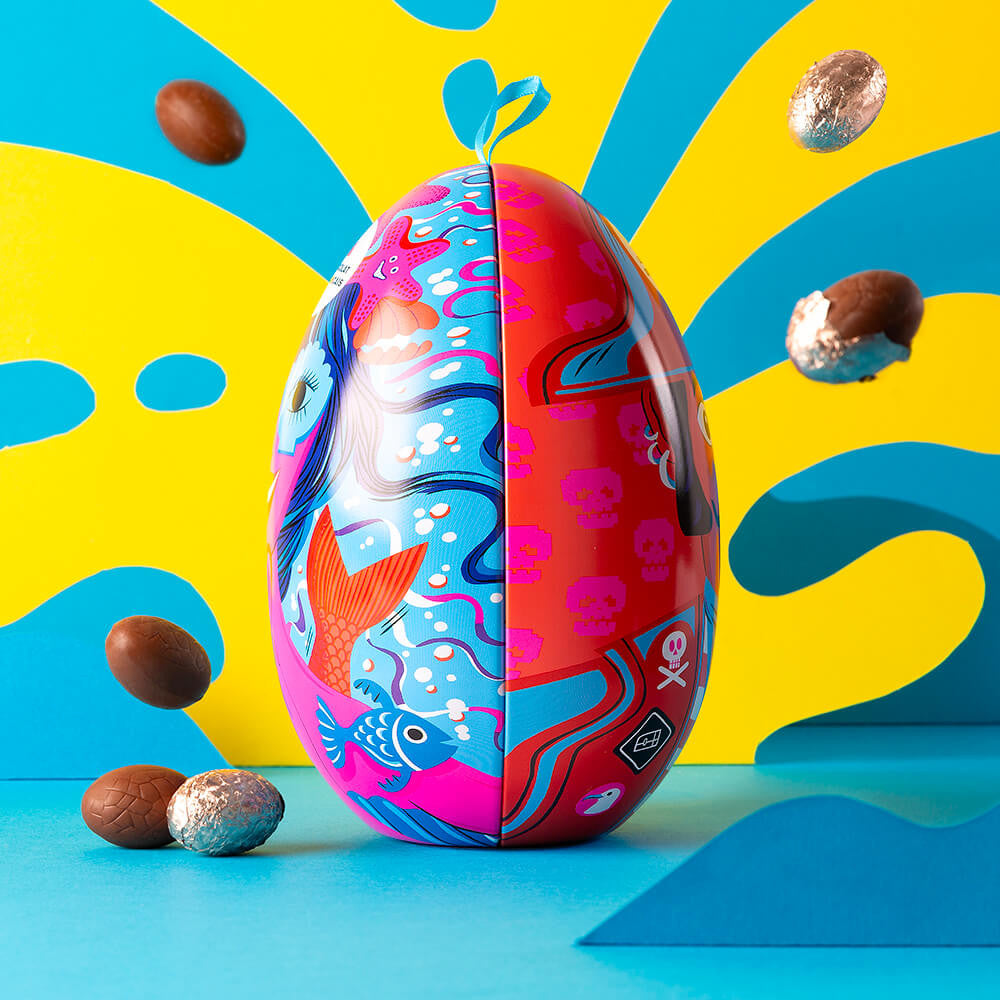 Metal Easter Egg Hazelnuts Praliné & caramel eggs milk chocolate - Le Chocolat des Français
