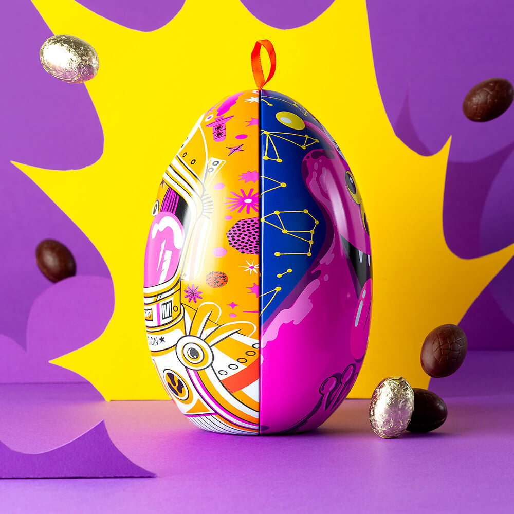 Metal Easter Egg Crispy Gianduja eggs Dark chocolate - Le Chocolat des Français