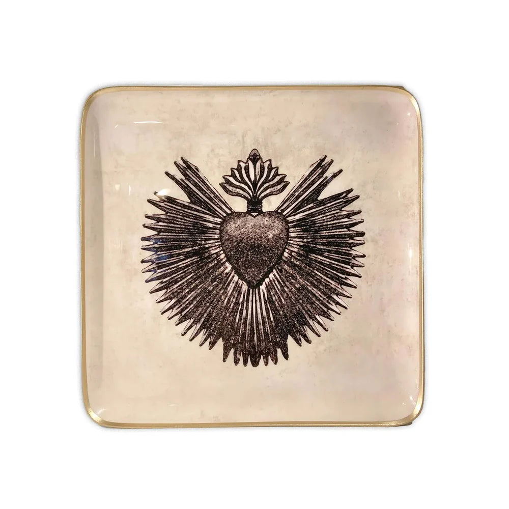 Quatro Tray Rayon Heart Linen - Boncoeurs